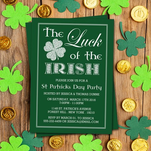 The Luck Of The Irish St Patricks Day Invitation