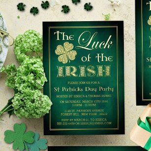 The Luck Of The Irish St. Patrick's Day Party Real Foil Invitation
