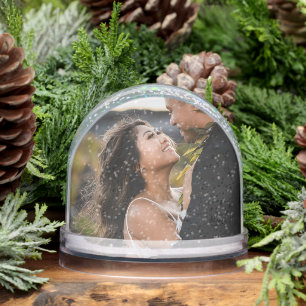 The Luckiest Girl Modern Script Photo Snow Globe