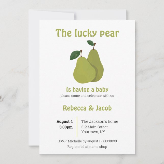 The lucky pear couples Baby Shower Invitation (Front)