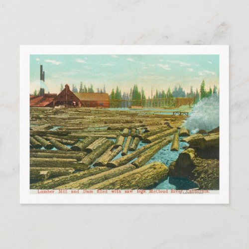 The Lumber Mill and Dam River filled with Postcard