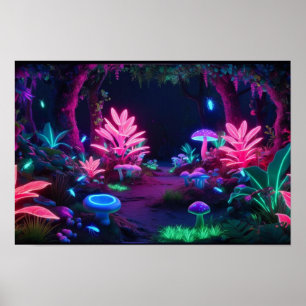 The Lumina Forest: Whispering Neon Lights Poster