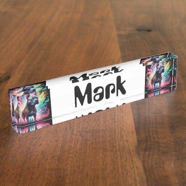 The Luminous Sentinel: A Holographic Staffordshire Desk Name Plate (Side)