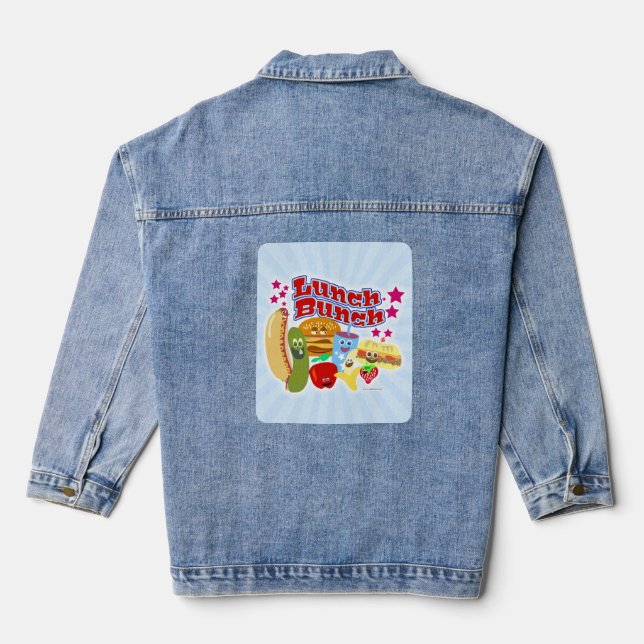 The Lunch Bunch Cute Cartoon Food Fun Denim Jacket (Back)