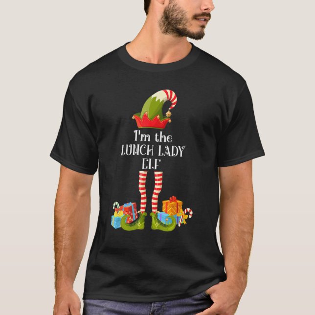 The Lunch Lady Elf Christmas Elf Party Matching Fa T-Shirt (Front)