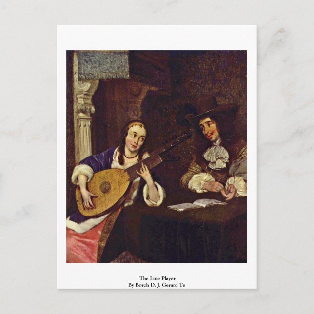 The Lute Player By Borch D. J. Gerard Ter Postcard (Front)