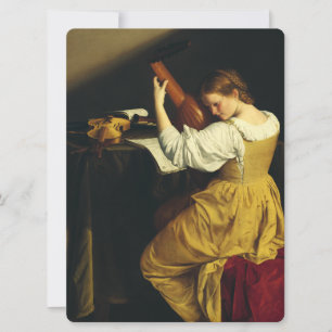 The Lute Player by Orazio Gentileschi Art Invitation