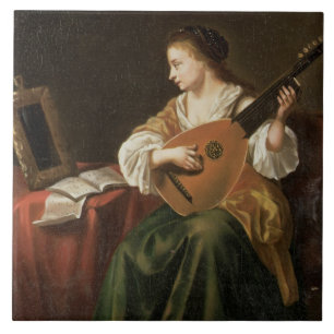 The Lute Player (oil on panel) Ceramic Tile