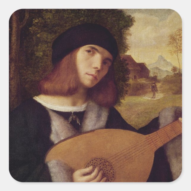 The Lute Player Square Sticker (Front)