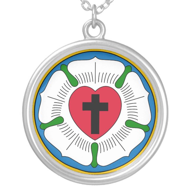 The Luther Rose Lutheranism Martin Luther Silver Plated Necklace (Front)