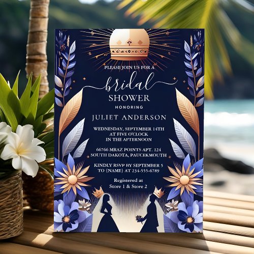 The Luxury Fuchsia Crown Royal Blue Bridal Shower Invitation