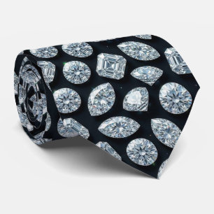 The Luxury Man Formal Black Tie Diamond Neck Tie