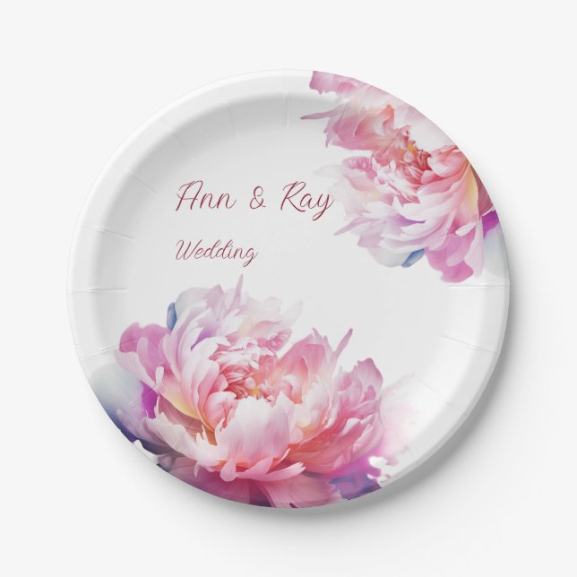 The Luxury of Peonies Invitation Paper Plates (Front)