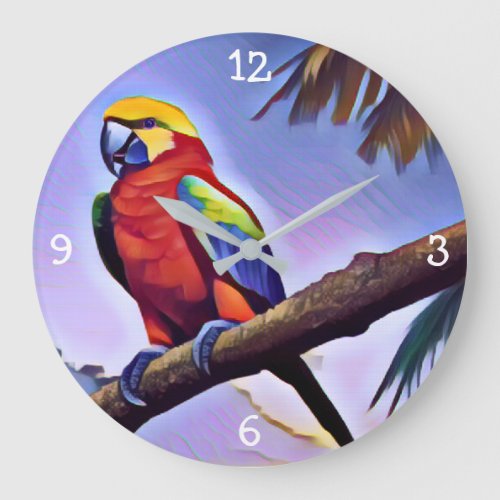 The Macaw _ A Beautiful Rainforest Parrot Large Clock