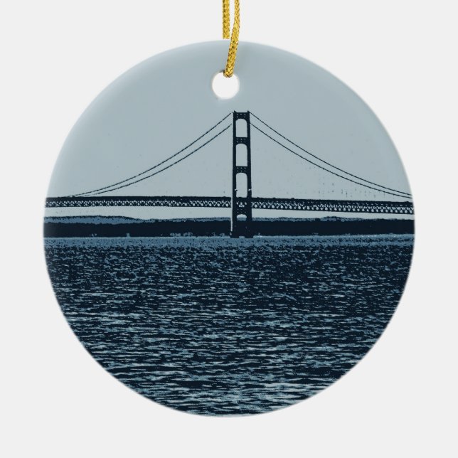 The Mackinac Bridge Ceramic Ornament (Front)
