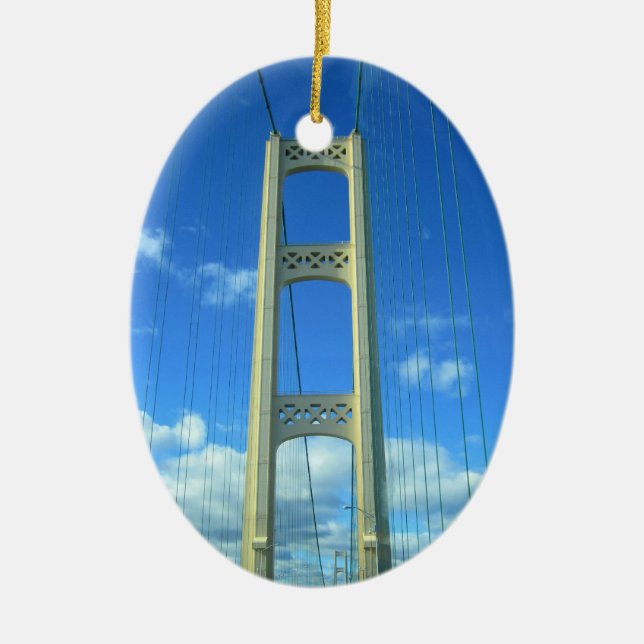The Mackinac Bridge Ceramic Ornament (Front)
