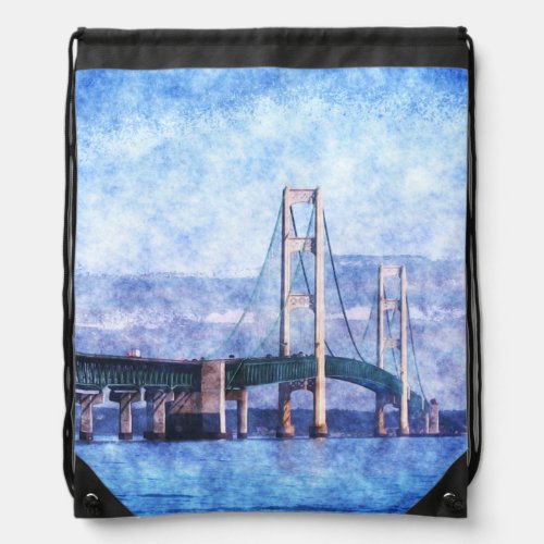 The Mackinac Bridge Drawstring Bag