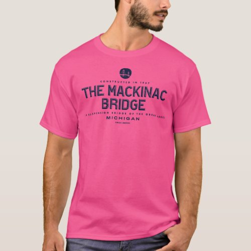 The Mackinac Bridge Michigan Bridge Blue T_Shirt