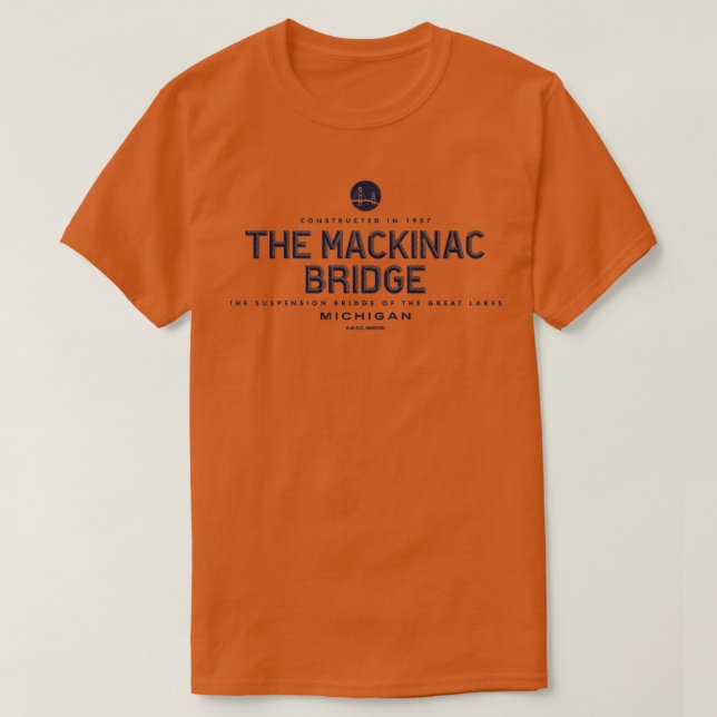 The Mackinac Bridge Michigan Bridge Blue T-Shirt (Design Front)