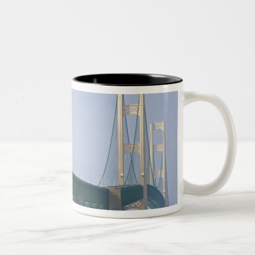 The Mackinac Bridge spanning the Straits of 2 Two_Tone Coffee Mug