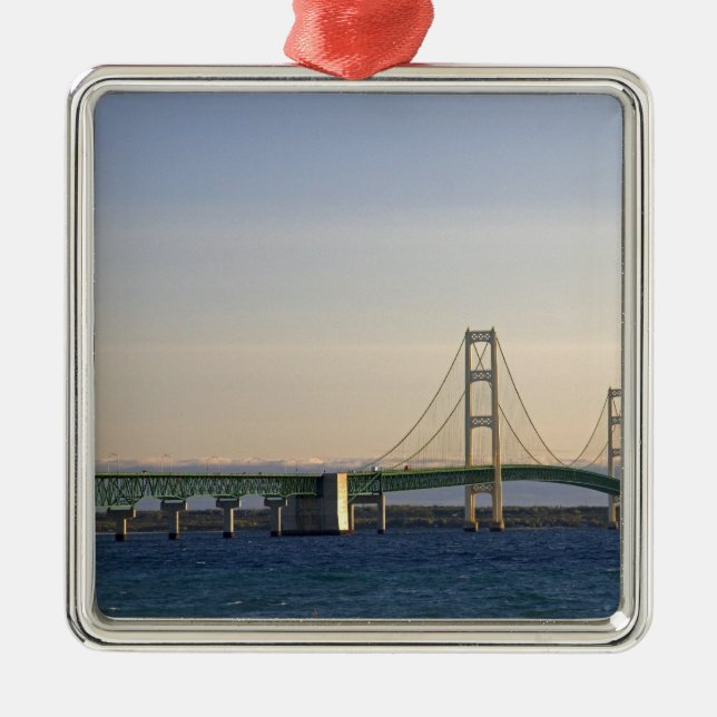 The Mackinac Bridge spanning the Straits of 3 Metal Ornament (Front)