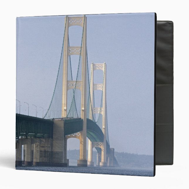 The Mackinac Bridge spanning the Straits of 3 Ring Binder (Front/Inside)