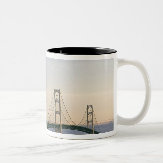 The Mackinac Bridge spanning the Straits of 3 Two-Tone Coffee Mug (Right)