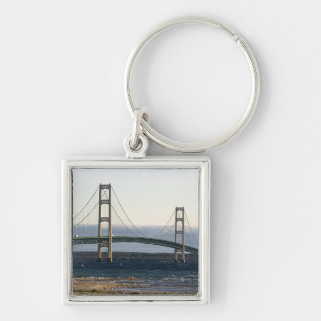 The Mackinac Bridge spanning the Straits of 4 Keychain (Front)