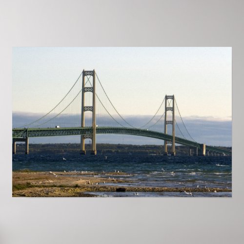 The Mackinac Bridge spanning the Straits of 4 Poster