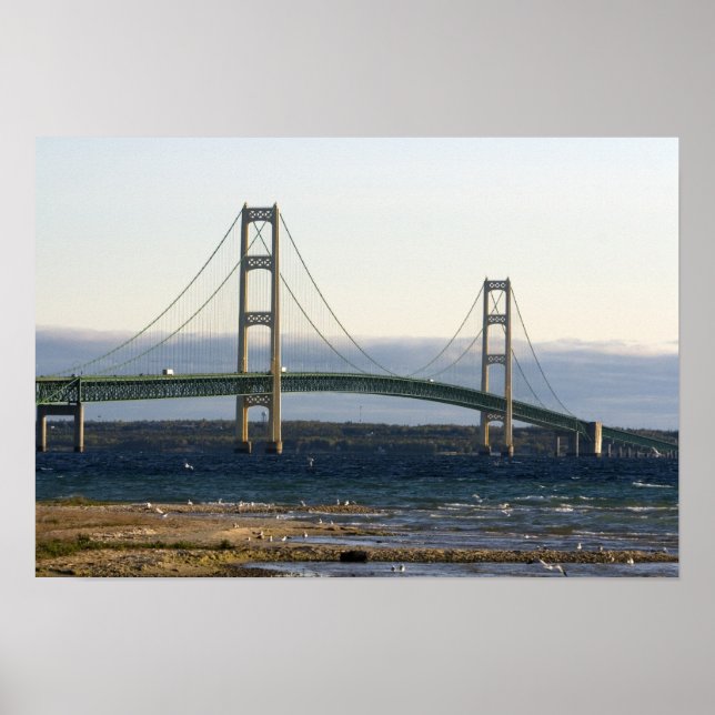 The Mackinac Bridge spanning the Straits of 4 Poster (Front)