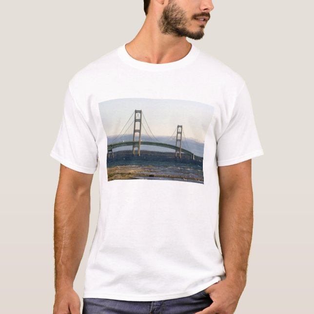 The Mackinac Bridge spanning the Straits of 4 T-Shirt (Front)