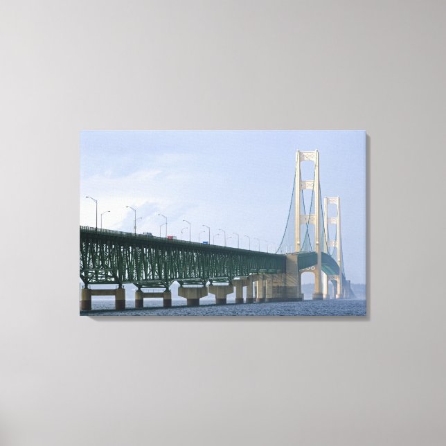 The Mackinac Bridge spanning the Straits of Canvas Print (Front)