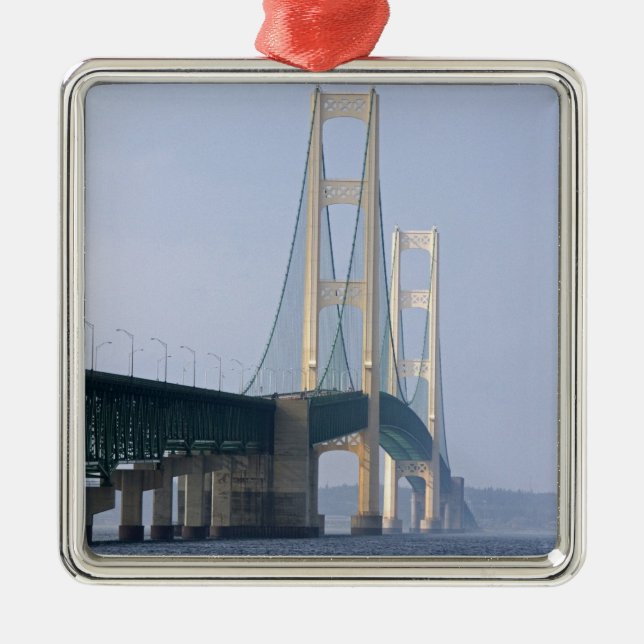 The Mackinac Bridge spanning the Straits of Metal Ornament (Front)