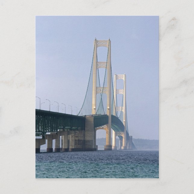 The Mackinac Bridge spanning the Straits of Postcard (Front)