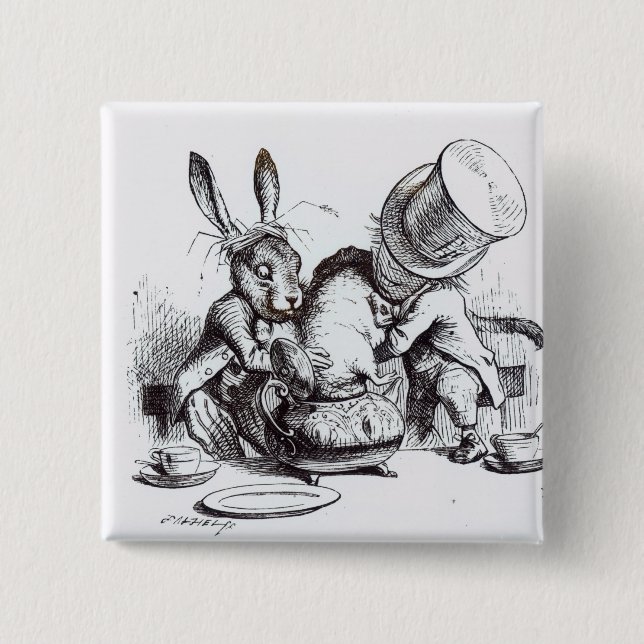 The Mad Hatter and the March Hare Pinback Button (Front)