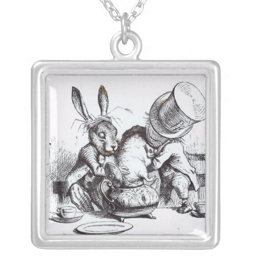 The Mad Hatter and the March Hare Silver Plated Necklace