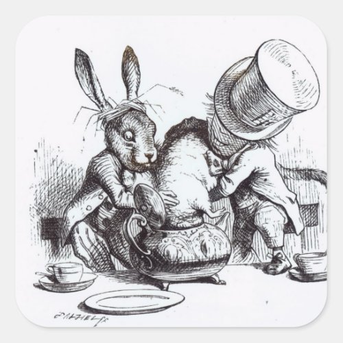 The Mad Hatter and the March Hare Square Sticker