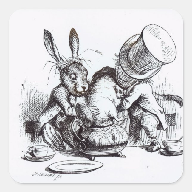 The Mad Hatter and the March Hare Square Sticker (Front)