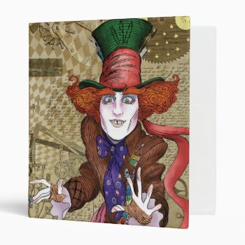 The Mad Hatter | Mad As A Hatter 2 3 Ring Binder by AliceLookingGlass at Zazzle