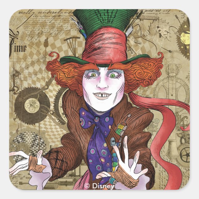 The Mad Hatter | Mad as a Hatter Square Sticker (Front)