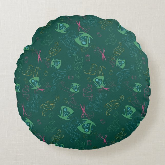 The Mad Hatter Pattern Round Pillow (Front)