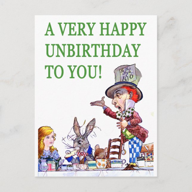 The Mad Hatter Says, A Very Happy Birthday To You! Postcard (Front)