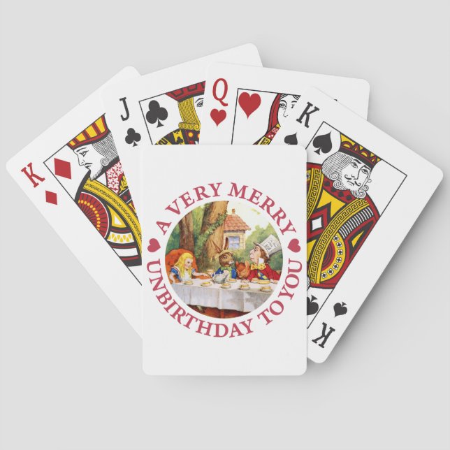 The Mad Hatter says A Very Merry Unbirthday To You Poker Cards (Back)