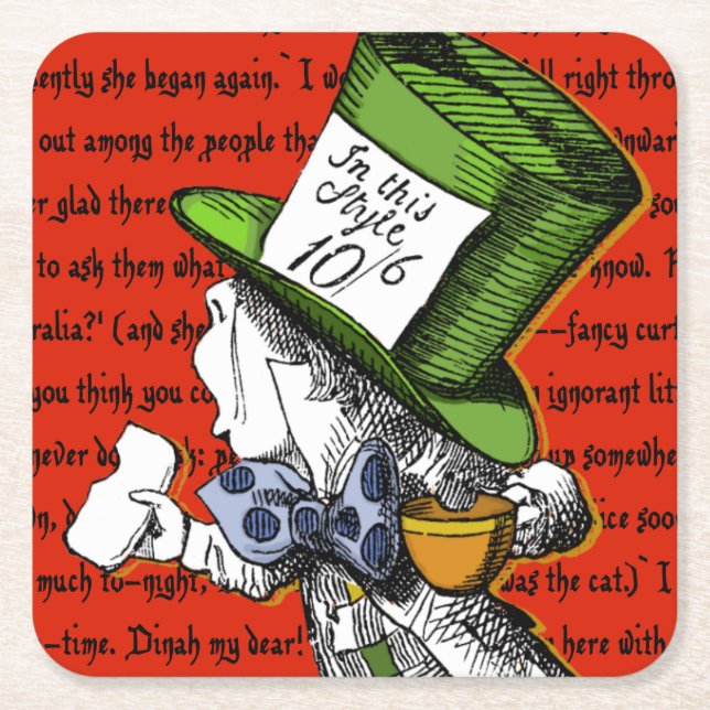 The Mad Hatter Square Paper Coaster (Front)