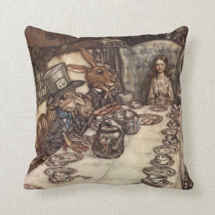 The Mad Hatter Tea Party by Arthur Rackham Throw Pillow