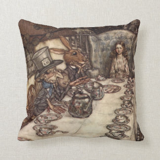 The Mad Hatter Tea Party by Arthur Rackham Throw Pillow
