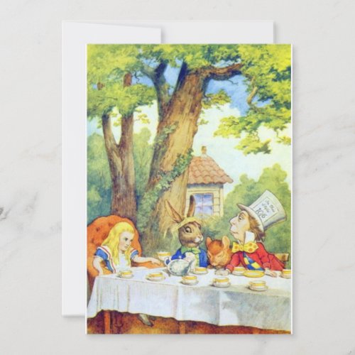 The Mad Hatters Tea Party Full Color Custom Announcements