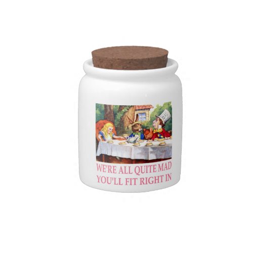 The Mad Hatters Tea Party in Alice in Wonderland Candy Jar