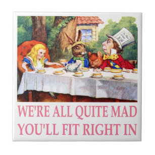 The Mad Hatter's Tea Party in Alice in Wonderland Ceramic Tile