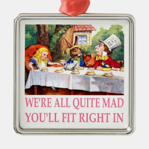 The Mad Hatters Tea Party in Alice in Wonderland Metal Ornament